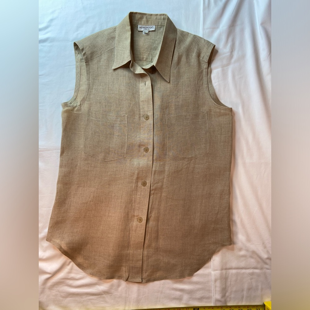 Henri Bendel, Linen sleeveless blouse,‎ Vintage, size L